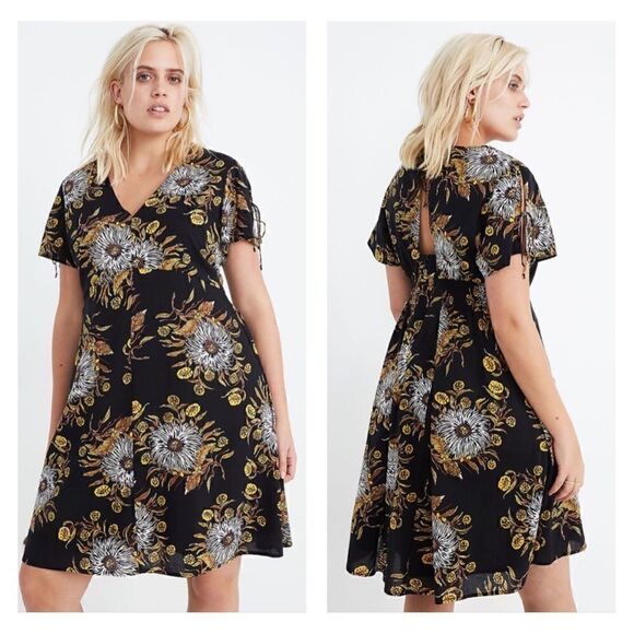 Madewell painted blooms open back mini dress 6 - Picture 3 of 10
